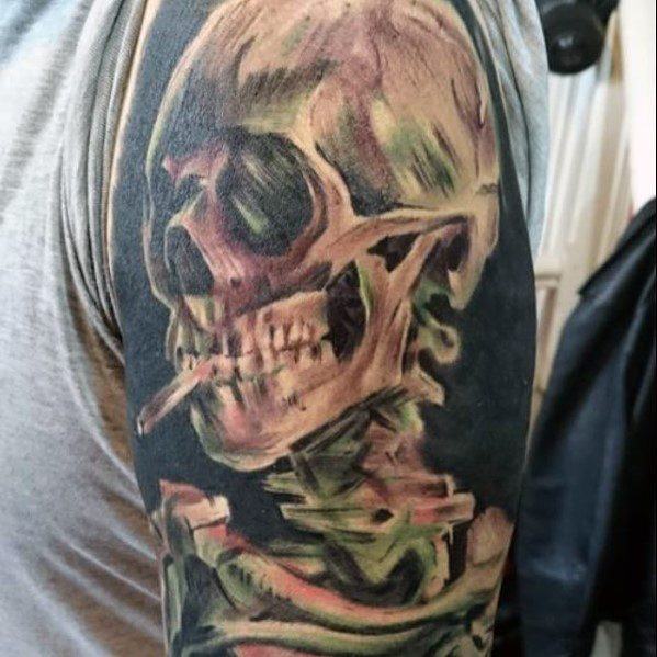 Vincent Van Gogh Skull Guys Sleeve Tattoos