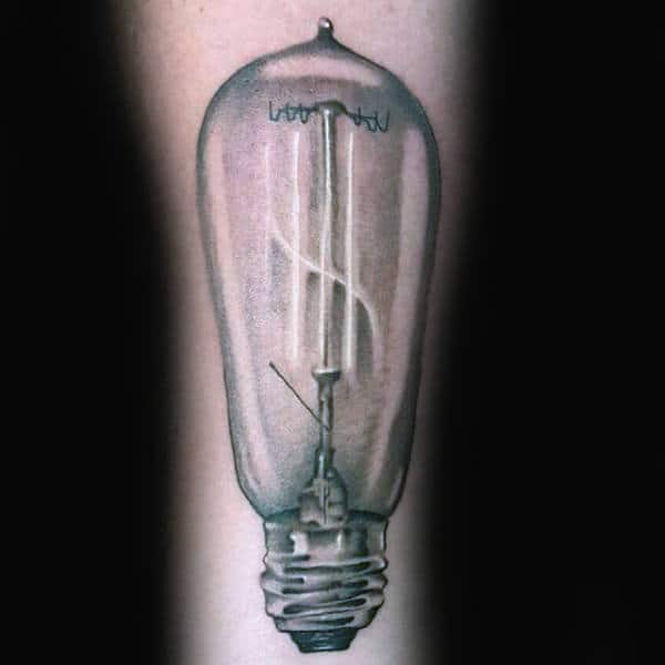 Vintage Arm Light Bulb Mens Tattoo