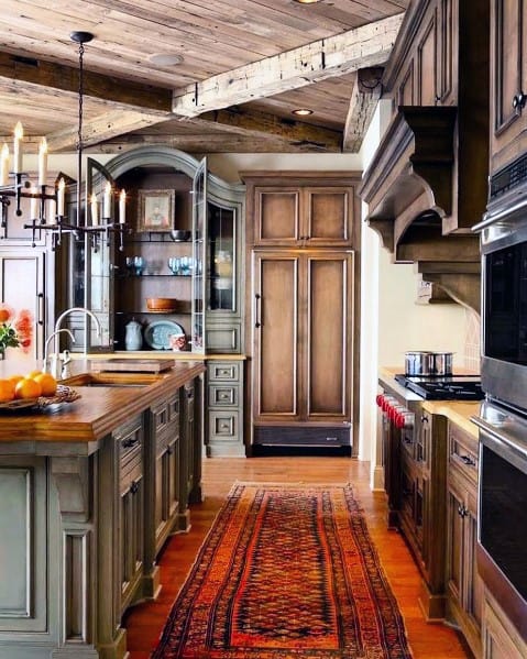 Vintage Cabin Traditional Kitchen Ceiling Ideas
