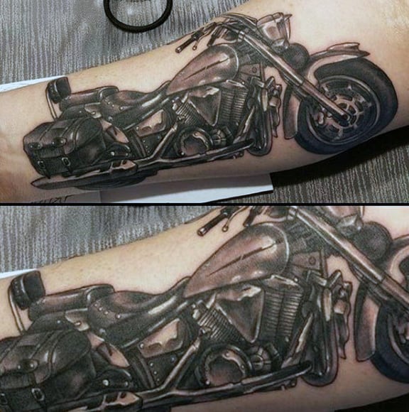Vintage Classic Bike Harley Davidson Mens Inner Forearm Tattoo
