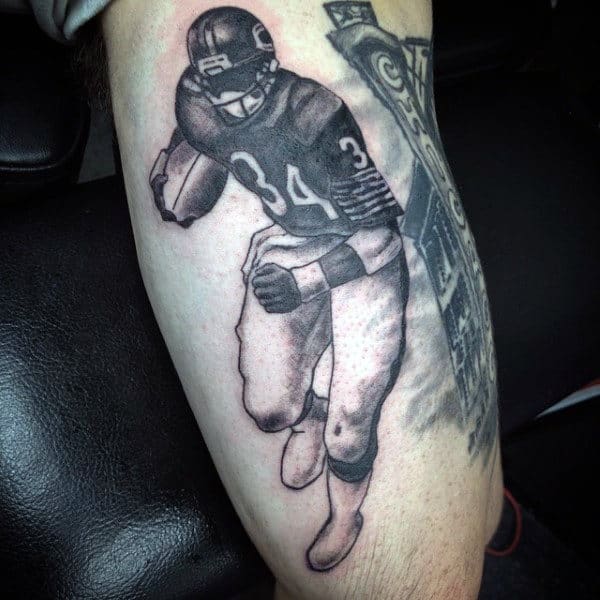Vintage Football Player Shaded Mens Arm Tattoos