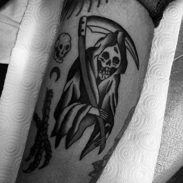 Vintage Grim Reaper Tattoos Male