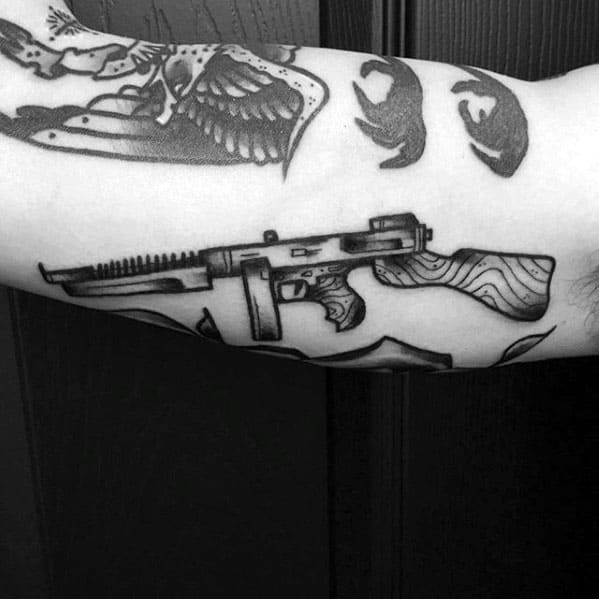 Vintage Gun Arm Tattoos Men