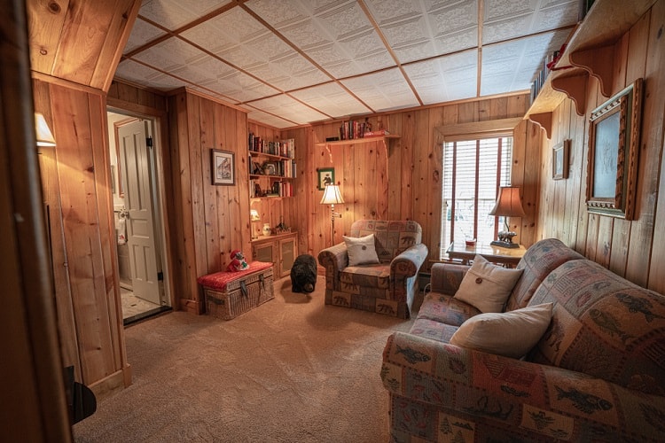 vintage wood cabin unique textured ceiling