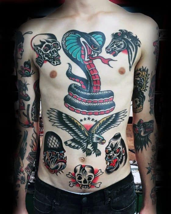 Vintage Male Tattoo Designs On Chest
