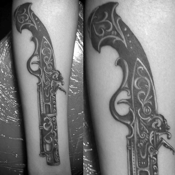 Vintage Pistol Unique Forearm Tattoo Ideas For Men