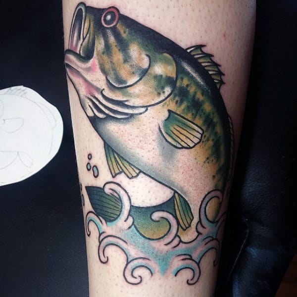 Vintage Sailor Jerry Bass Fish Tattoo For Guys