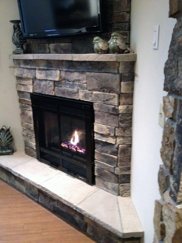 Top 70 Best Corner Fireplace Designs, Stone Corner Fireplace With Tv Above
