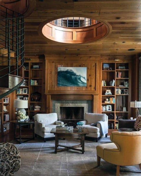 fireplace floor-to-ceiling bookshelf