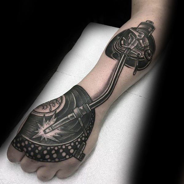 Vinyl Record Male Tattoo Ideas Hand And Forearm 3d