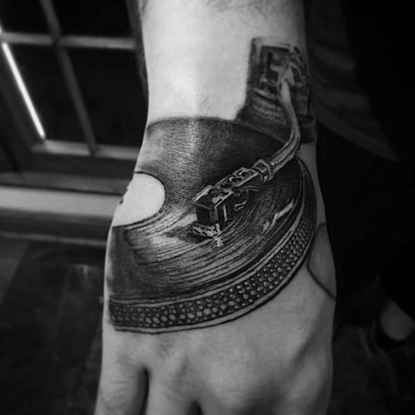 Vinyl Record Mens Tattoo Ideas Hand