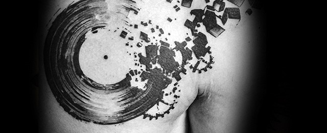 50 Vinyl Record Tattoo Designs For Men – Long Playing Ink Ideas