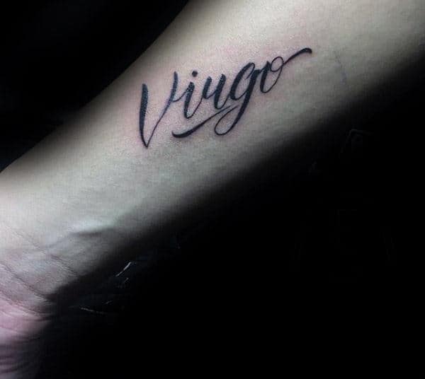 Virgo Script Lettering Virgo Inner Forearm Tattoo