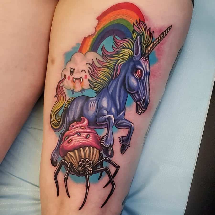 Vivid Colors Spider Cupcake Hectic Rainbow Toothy Ghost Cloud New Wave Unicorn Tattoo
