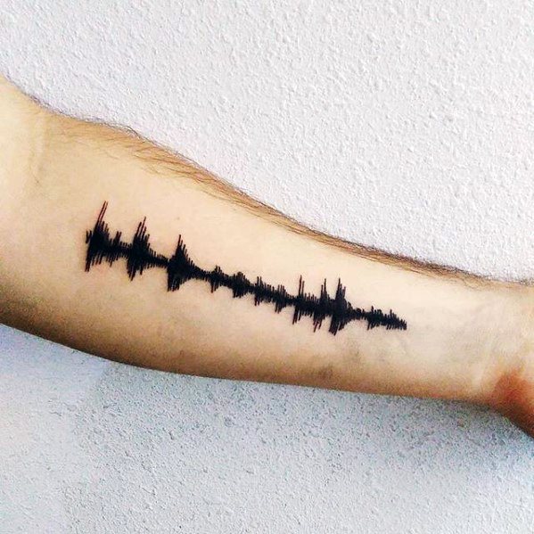 Vocal Soundwaves Mens Simple Music Inner Forearm Tattoo