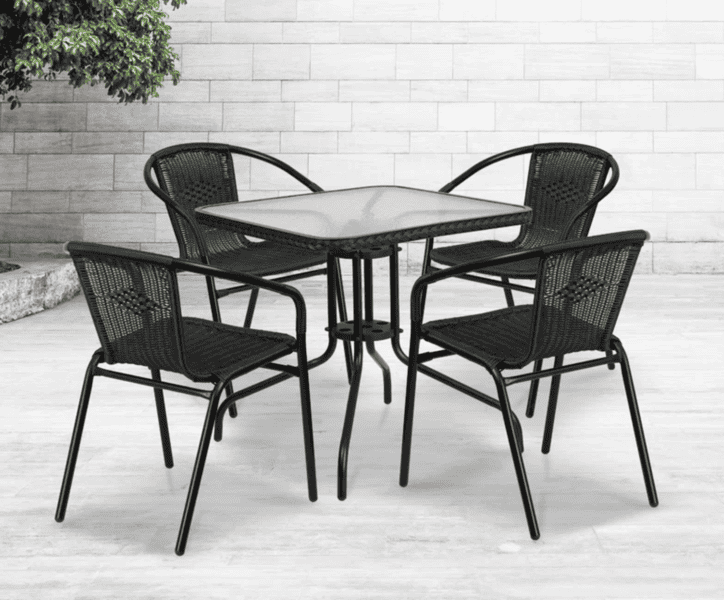 simple glass table outdoor dinning set
