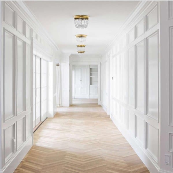 white wainscoting hallway