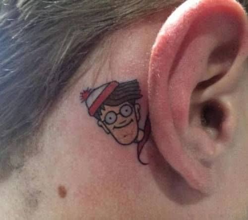 Waldo Behind The Ear Tattoo