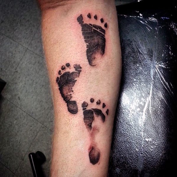 Walking Footprints Mens Forearm Tattoos