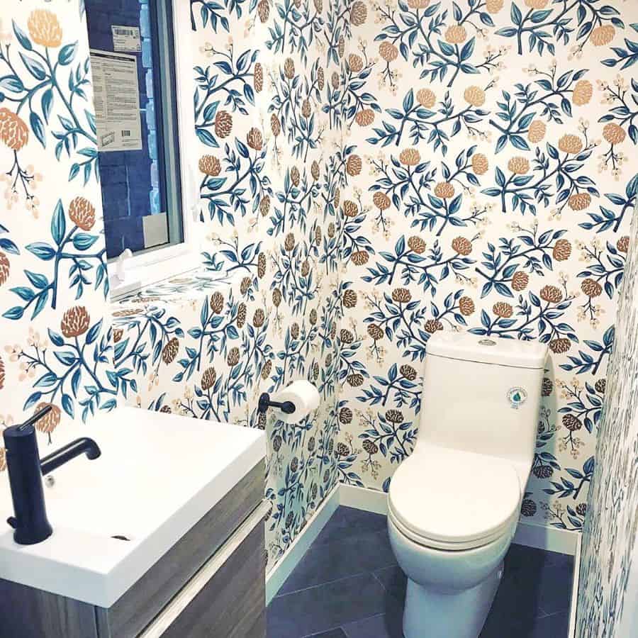 flower wallpaper bathroom 