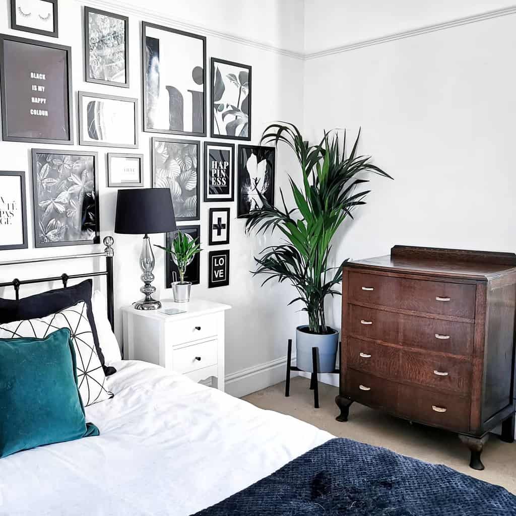 framed wall art minimalist bedroom 
