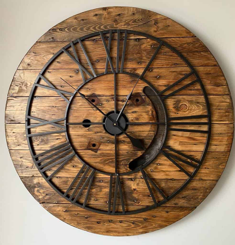 large wood plank clock
