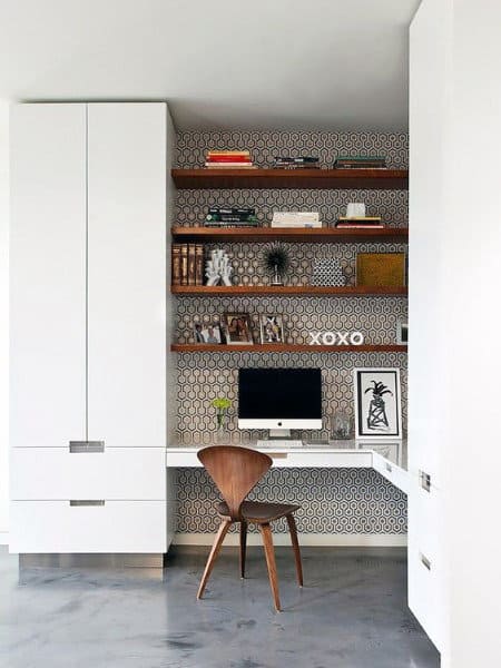 Wall Desk Small Home Office Ideas With Shelving