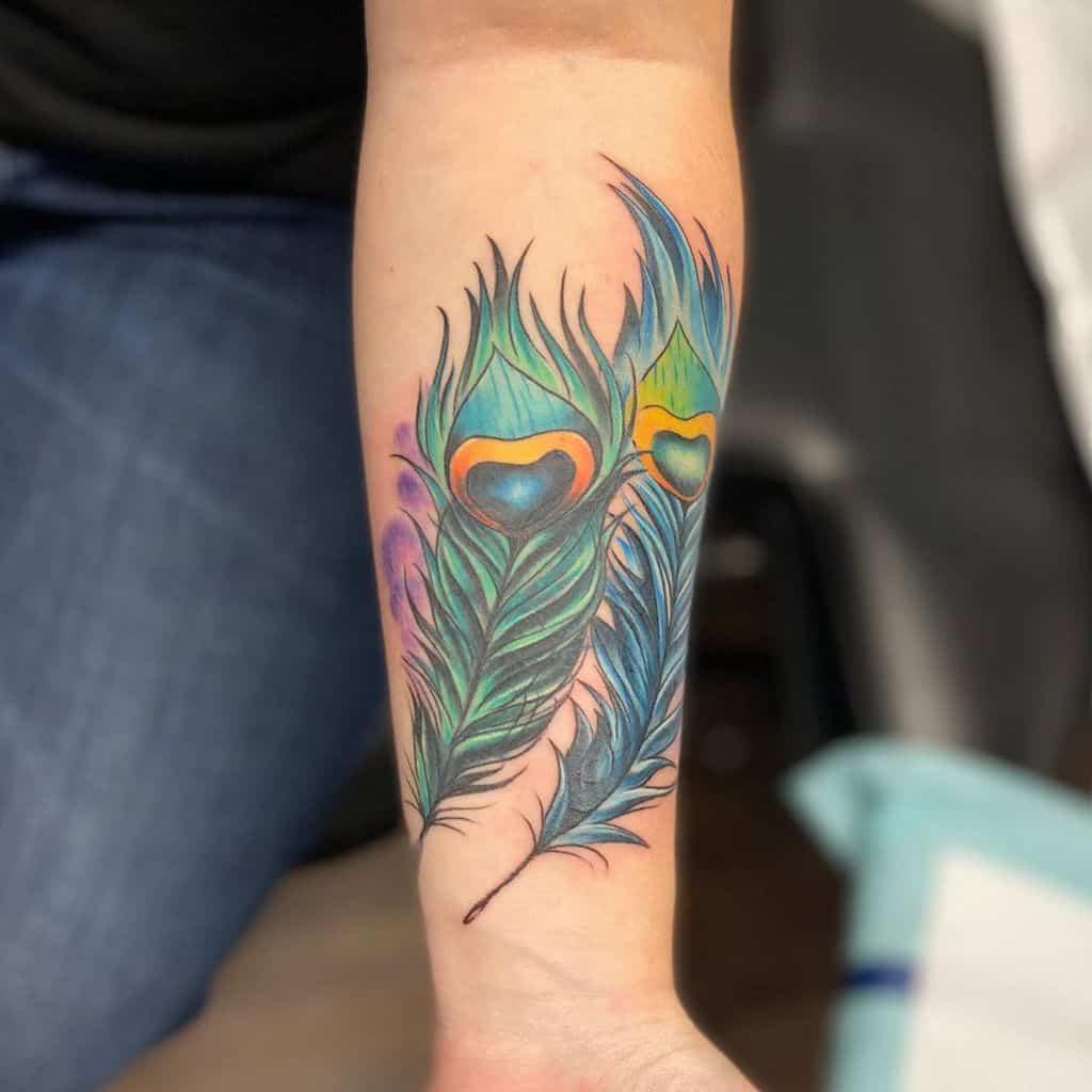 Water Color Peacock Feather Tattoo