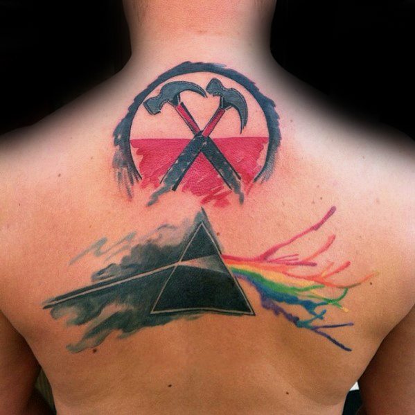 Watercolor Back Manly Dark Side Of The Moon Tattoo Design Ideas For Men