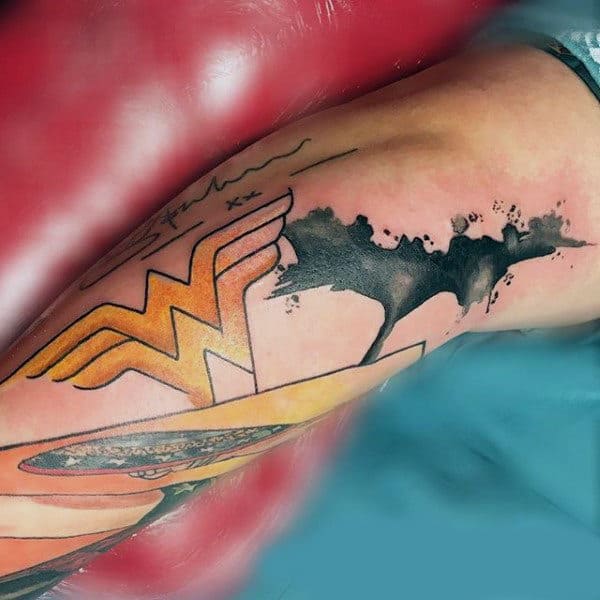 Watercolor Batman Symbol Small Tattoos For Guys