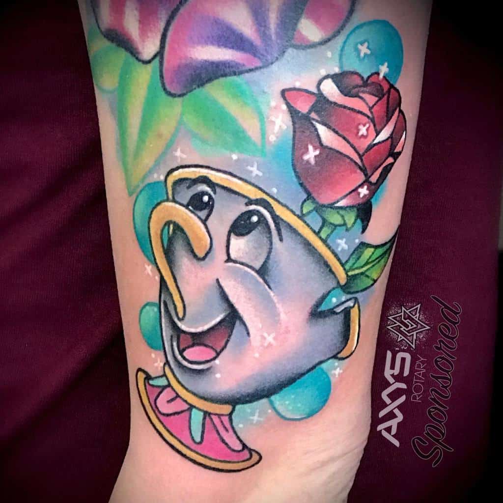watercolor beauty and the beast rose tattoos nicoleatvoodouxtattoux