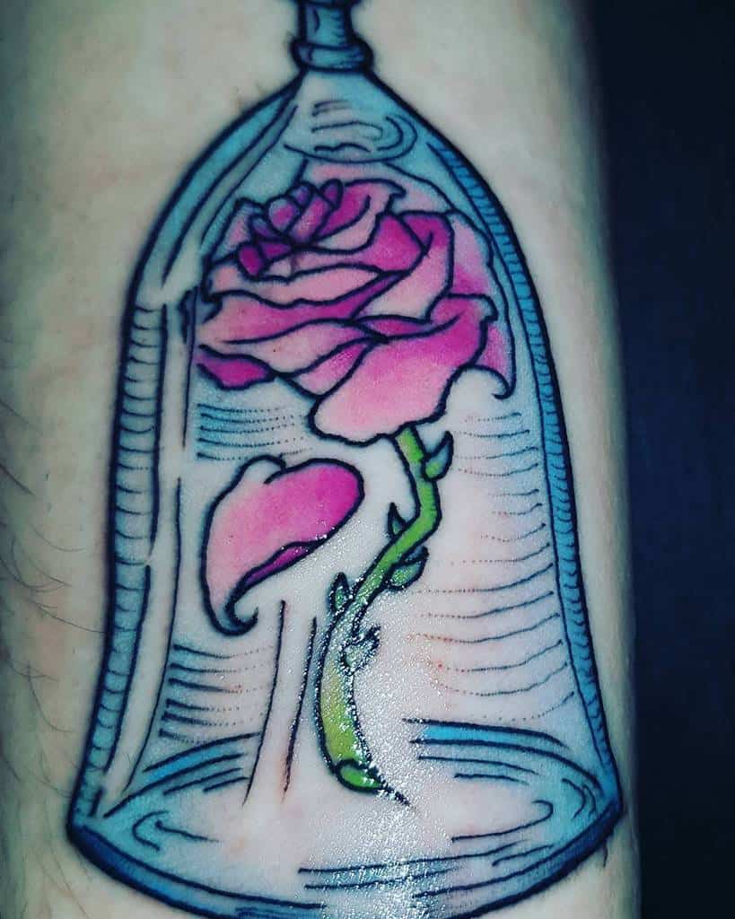 watercolor beauty and the beast rose tattoos va_nessa1706