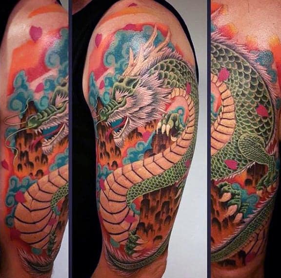 watercolor-colofrul-male-chinese-dragon-half-sleeve-tattoos