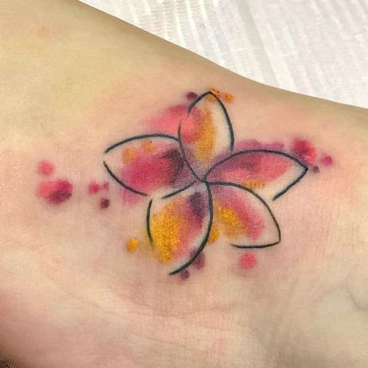 Floral (Cover) peach flowers frangipani original Polynesian tattoo design