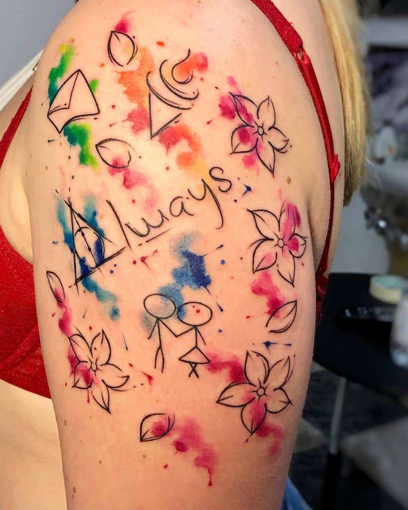 watercolor colored always tattoos mariateresa_stella