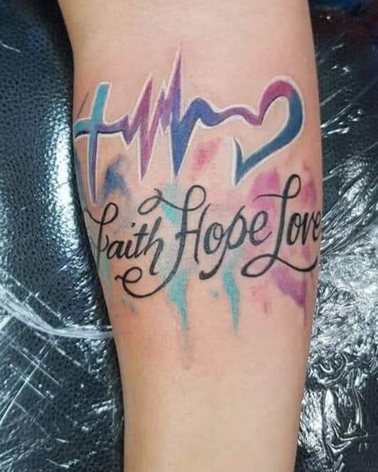 watercolor colored faith hope love tattoos 2 mewoink