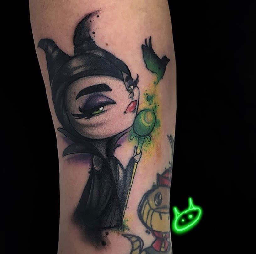 Watercolor Colored Maleficent Tattoos Letatuarti Tattoostudio