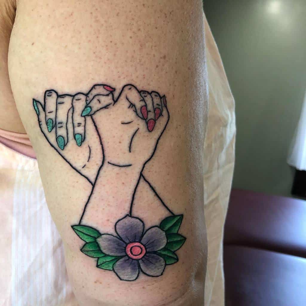 Watercolor Colored Pinky Promise Tattoos Gumbiesink