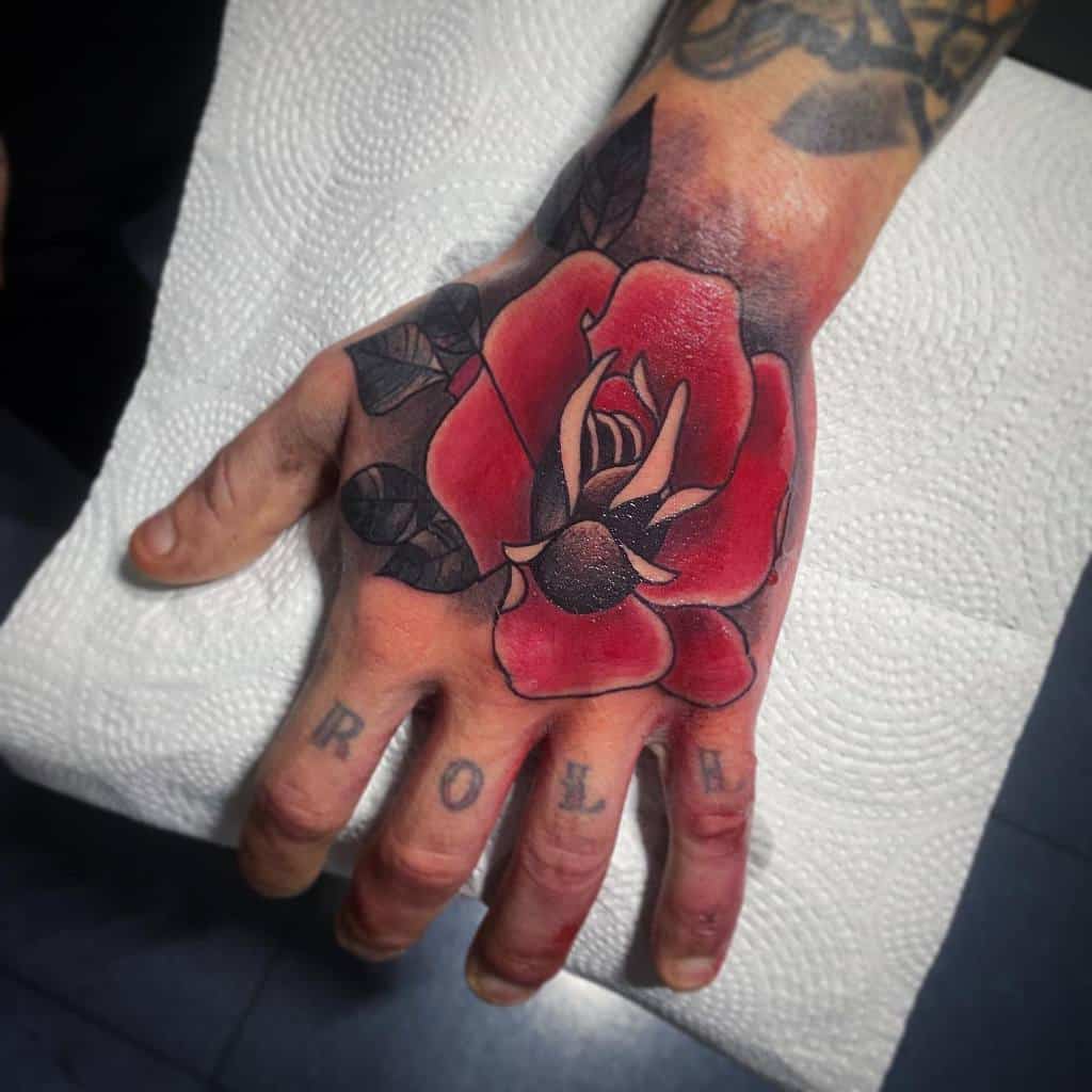 watercolor colored rose hand tattoos ivyrock80