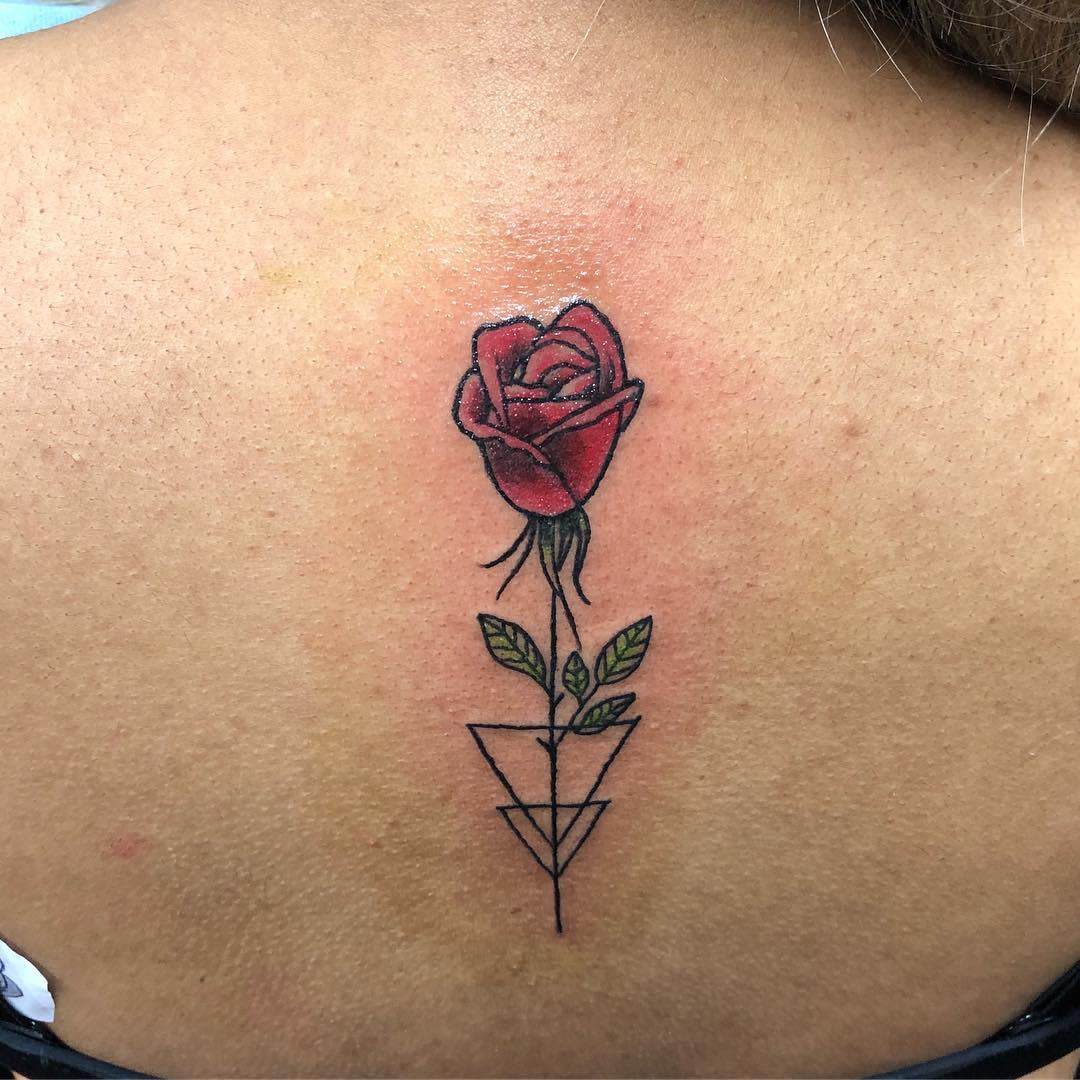 watercolor colored simple rose tattoos aaronjtattoos