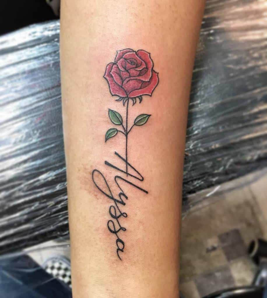 watercolor colored simple rose tattoos joeysneedle