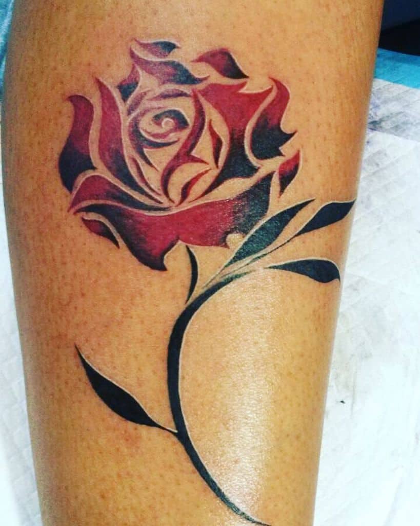 watercolor colored tribal rose tattoos triniink