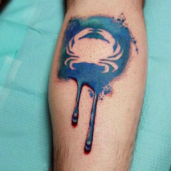 Watercolor Crab Dripping Ink Mens 3d Graffiti Tattoo Design