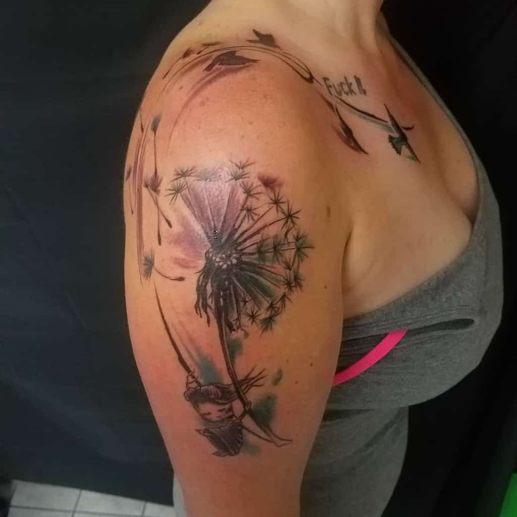 watercolor dandelion tattoo