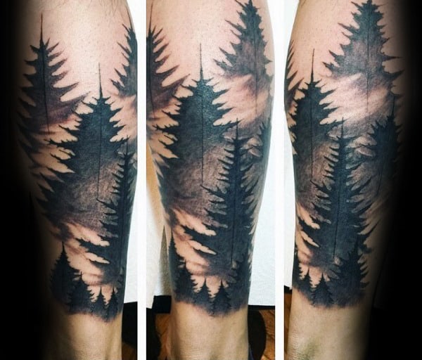 Watercolor Guys Forest Leg Sleeve Tattoo Designs