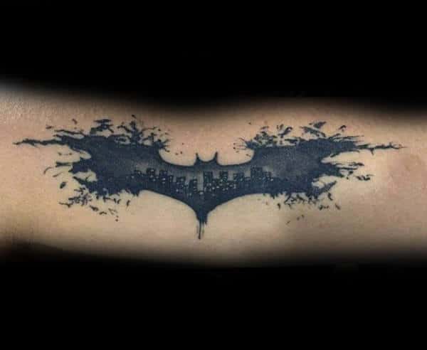 Watercolor Male Batman Symbol Tattoo On Arm
