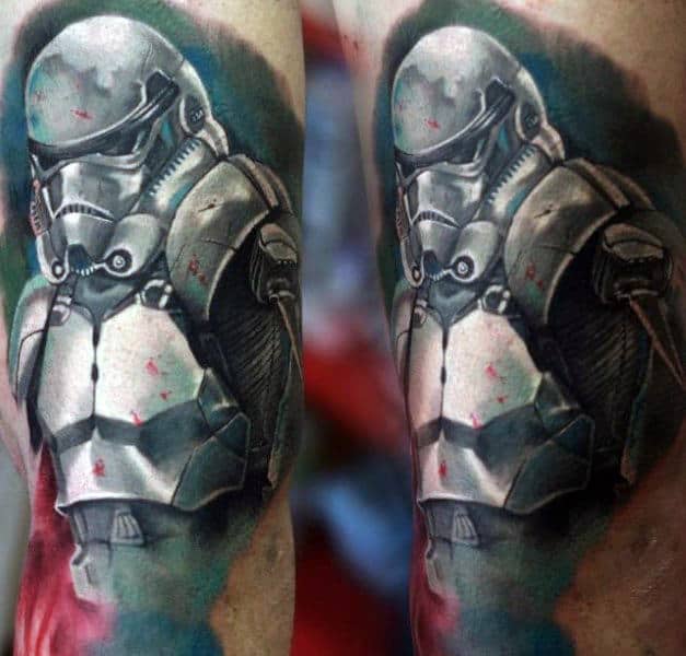 Watercolor Mens Stormtrooper Arm Tattoo Designs