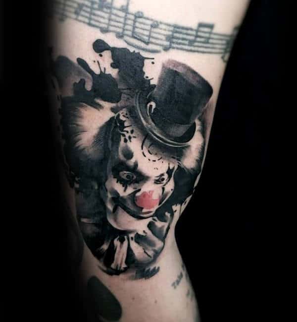 Watercolor Paint Splatter Mens Clown Arm Tattoos