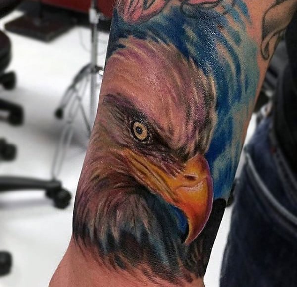 Watercolor Painting Of Bald Eagle Tattoo Mens Arms