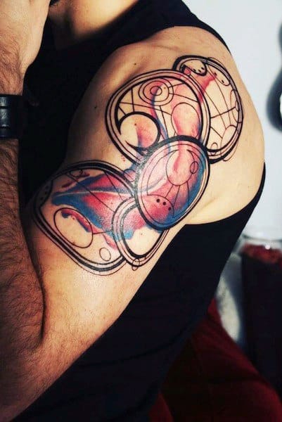 Watercolor Spherical Design Tattoo On Arms For Men